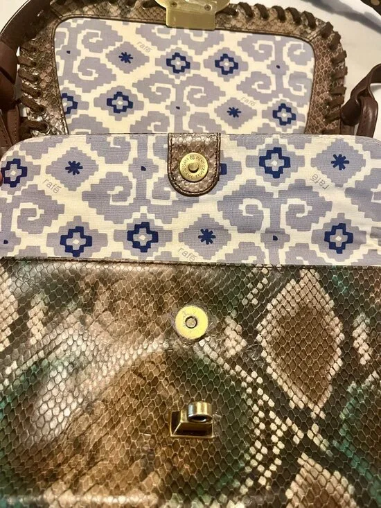 RAFE New York Snakeskin Embossed Leather Whipstitch Crossbody Bag - Picture 13 of 16